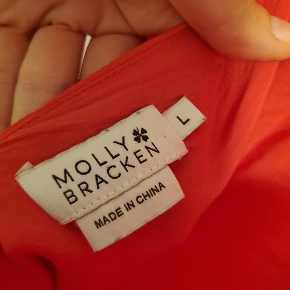 Molly Bracken V shape backless dress. Bow at tge back. Orange / red. Size L. - Picture 6 of 11